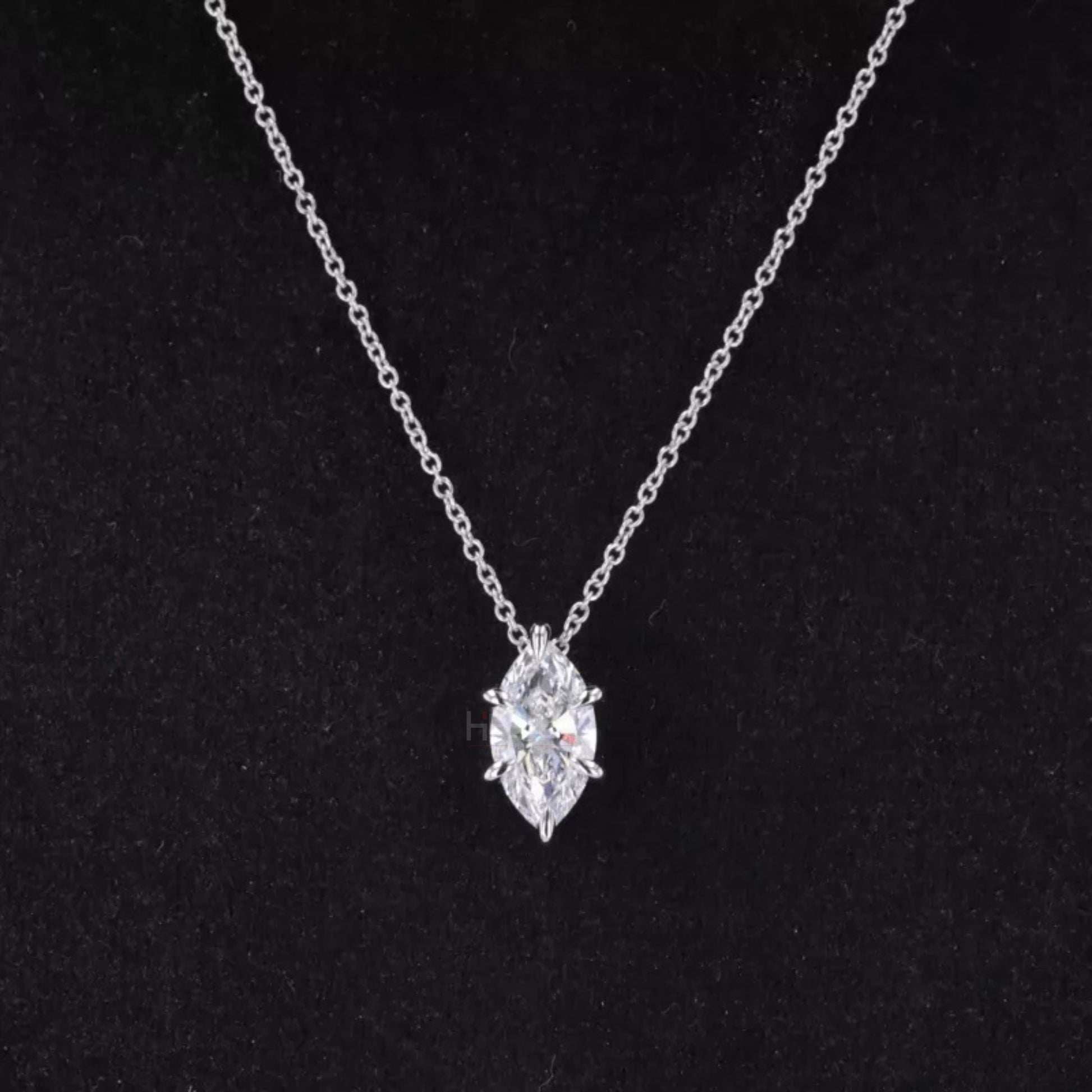Everyday marquise cut moissanite solitaire necklace – minimalist and graceful pendant for daily wear

