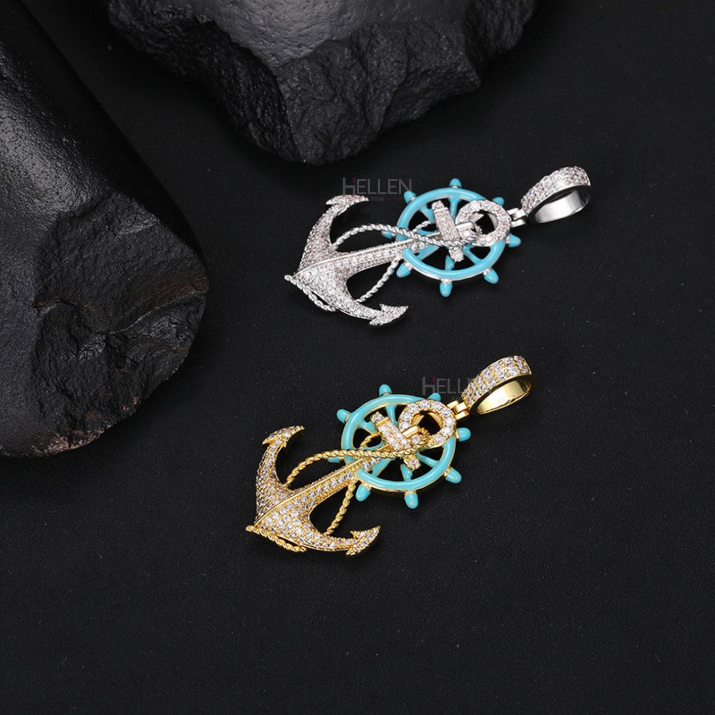 Glow In The Dark Ship Anchor And Wheel Pirates Pendant