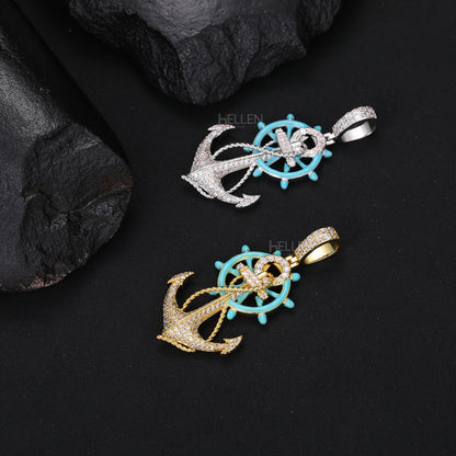Glow In The Dark Ship Anchor And Wheel Pirates Pendant