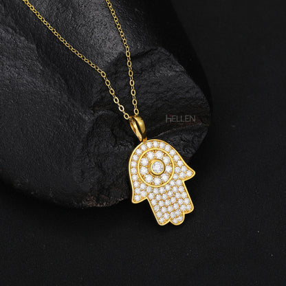 Hamsa Diamond Iced Out Pendent For Men's