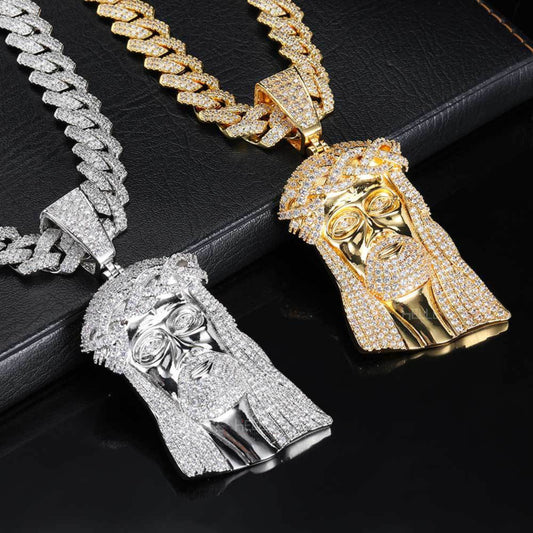 Iced-out Jesus pendant necklace with moissanite – statement hip-hop piece with divine sparkle

