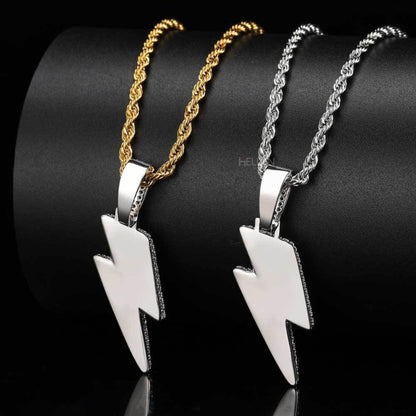 Lightening Flash Long Pendant With Moissanite And Yellow Sapphire Gemstone