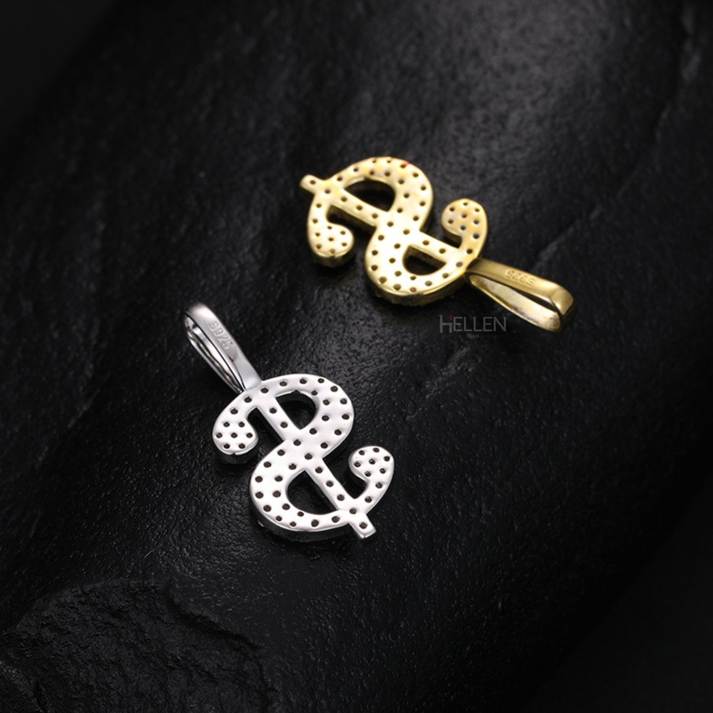 $ Dollar Sign  Hip-Hop Pendant Whit Round Cut Moissanite For Men's