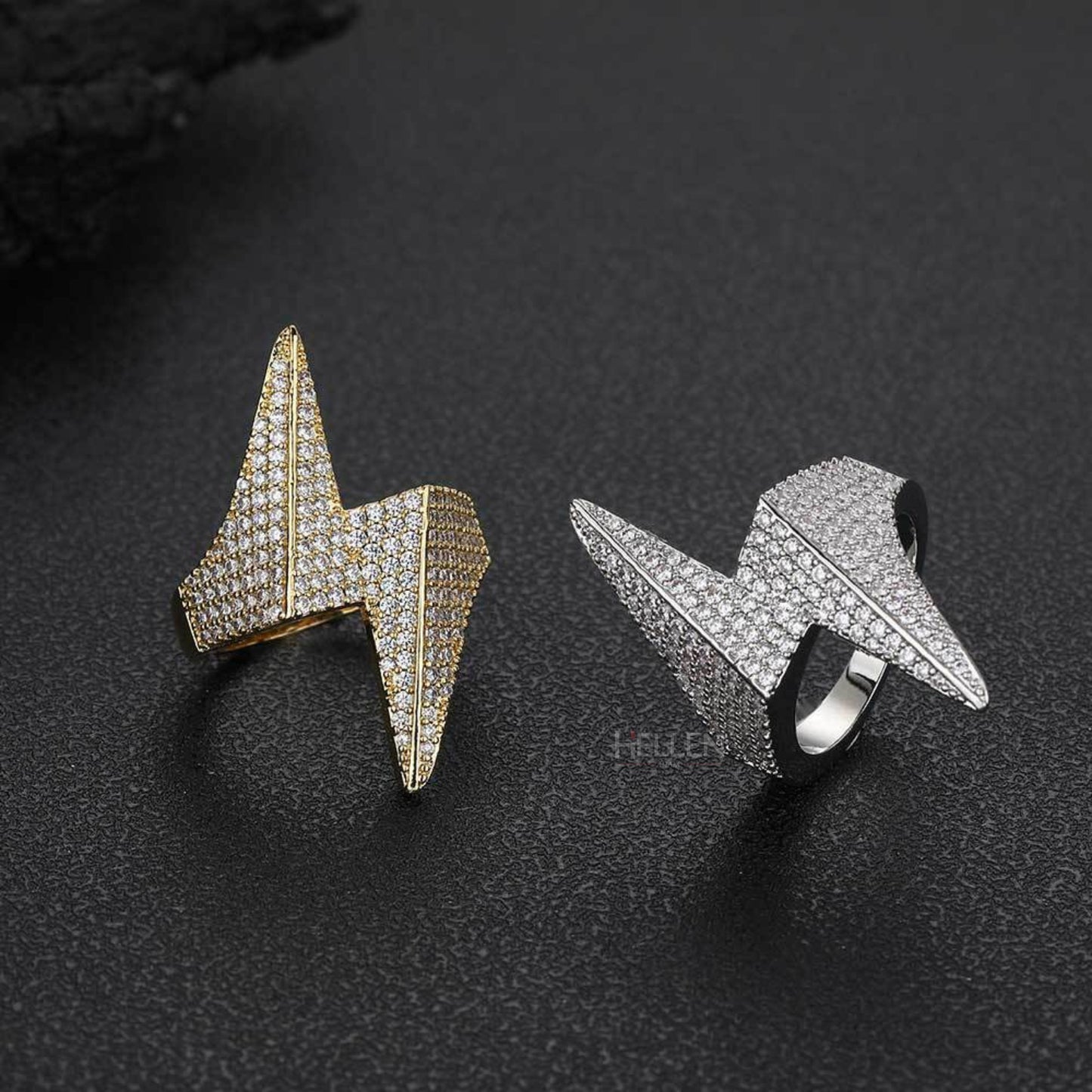 Iced out Lightening Flash VVS Moissanite Hip Hop Ring
