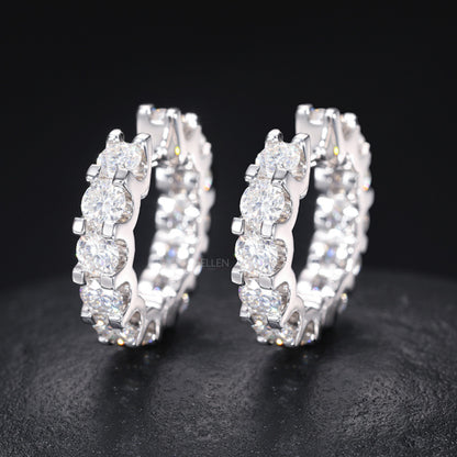 Eternity Hoops Earrings With Round Cut Moissanite for Men's