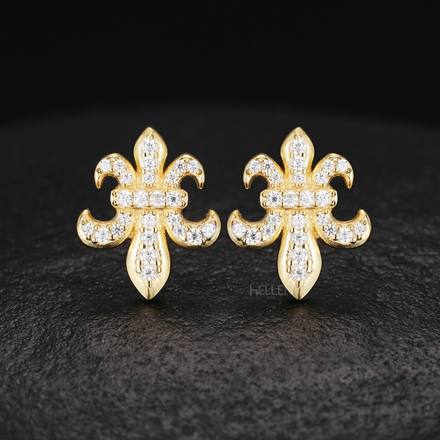 Fleur De Lis Moissanite Studded Men's Hip-Hop Studs