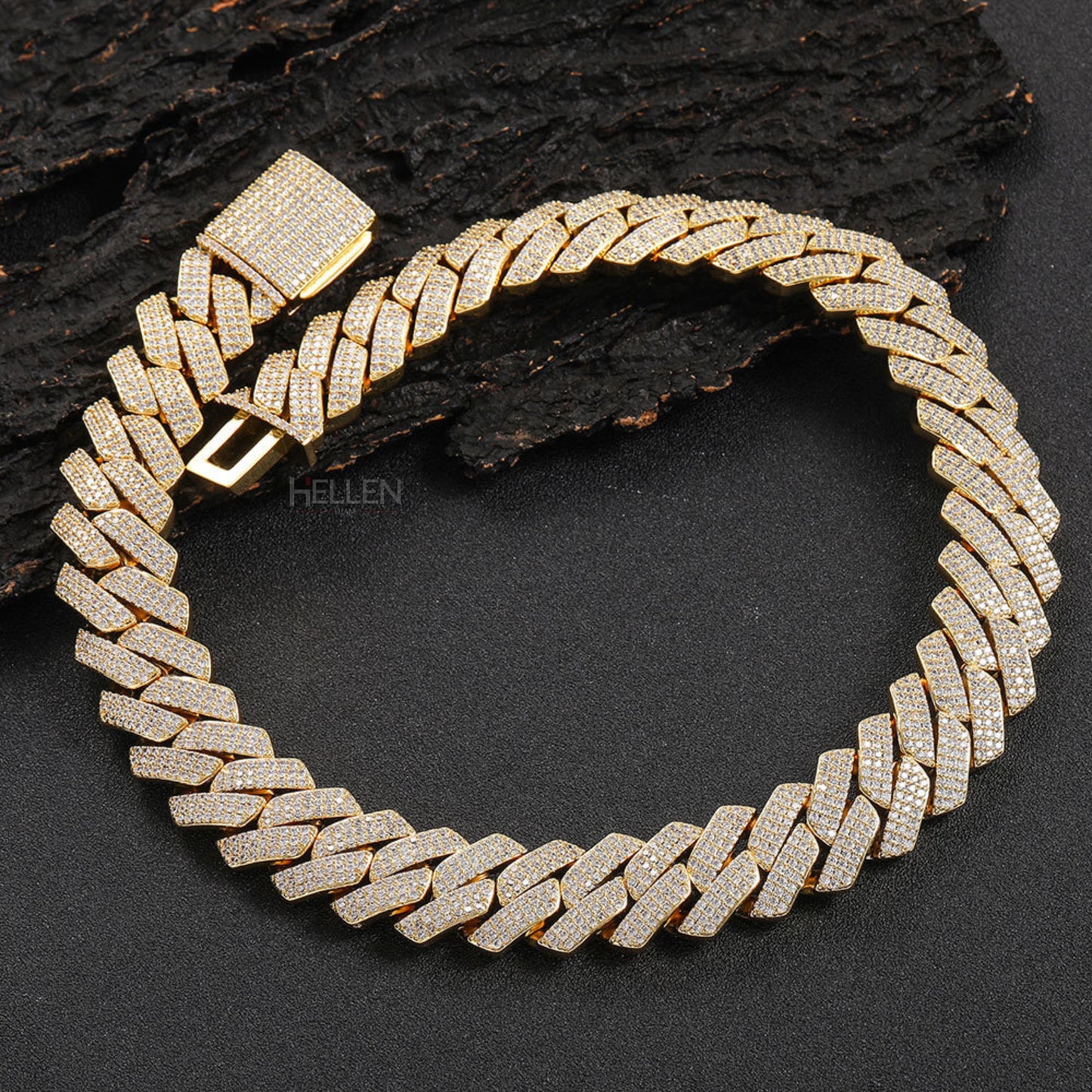 Dual Tone Iced Out Hip Hop 16MM Cuban Chain With VVS Moissanite