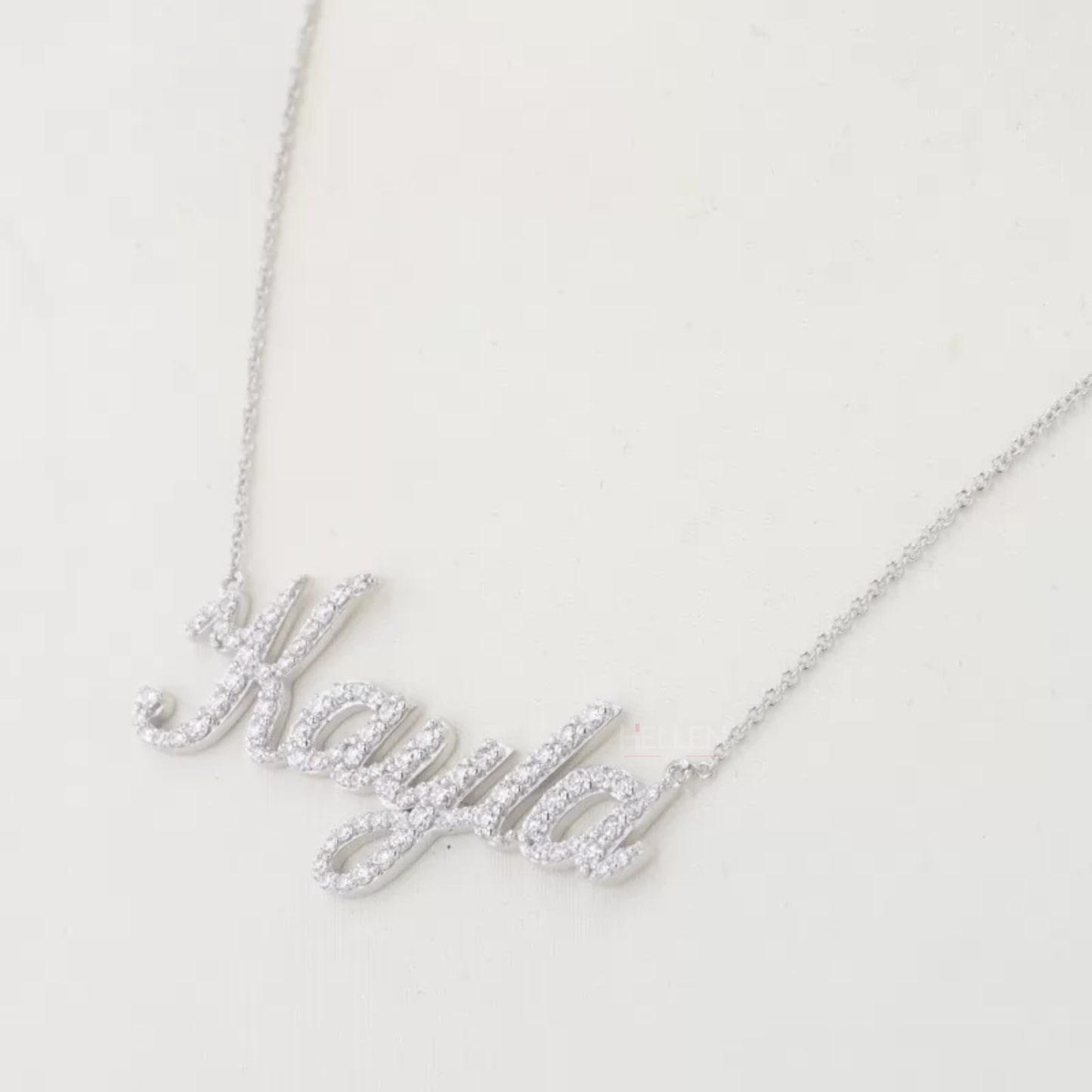 5 Word Calligraphy Name Moissanite Pendent- Add your name in Personalized