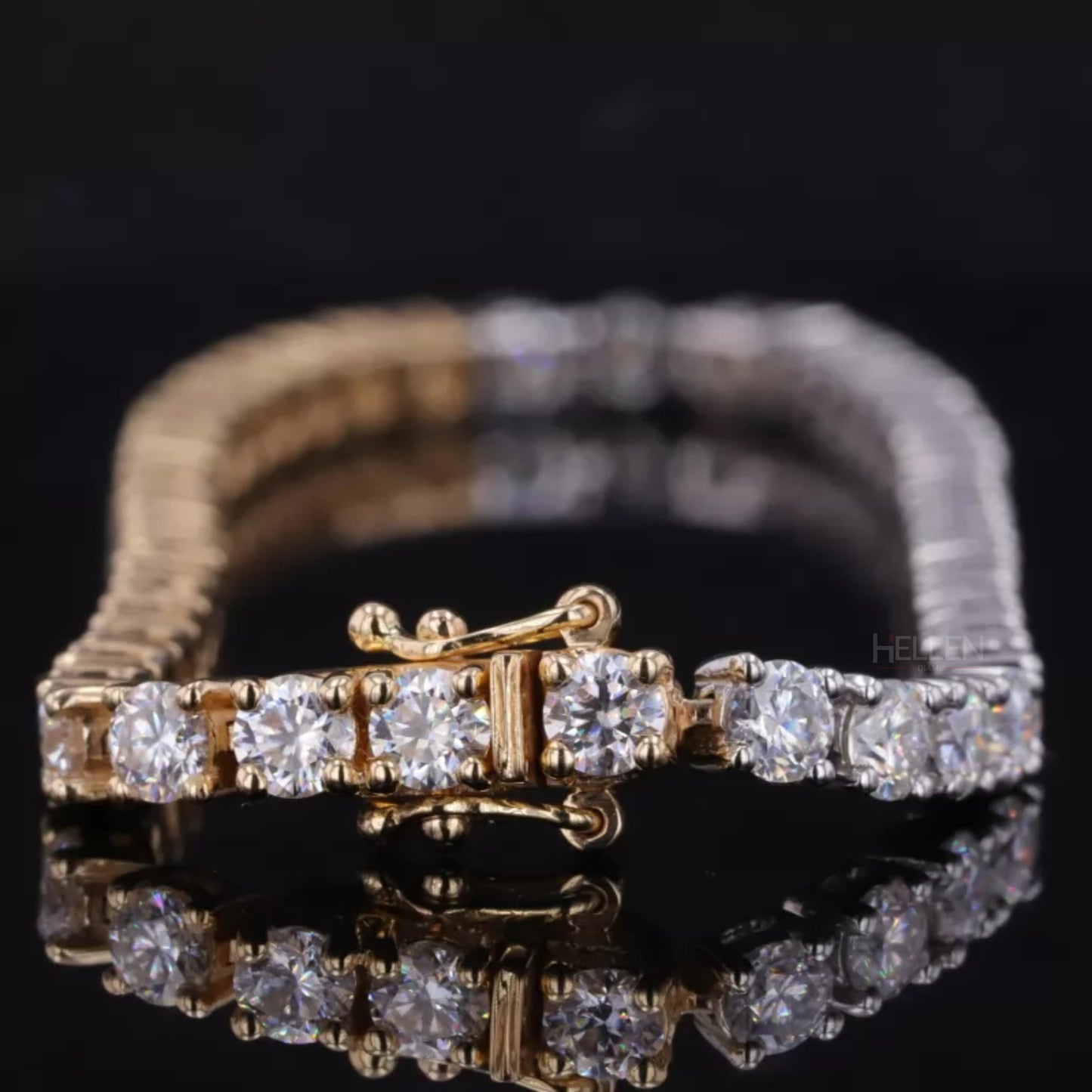 2-Tone Gold & White Round Moissanite Classic Tennis Bracelet