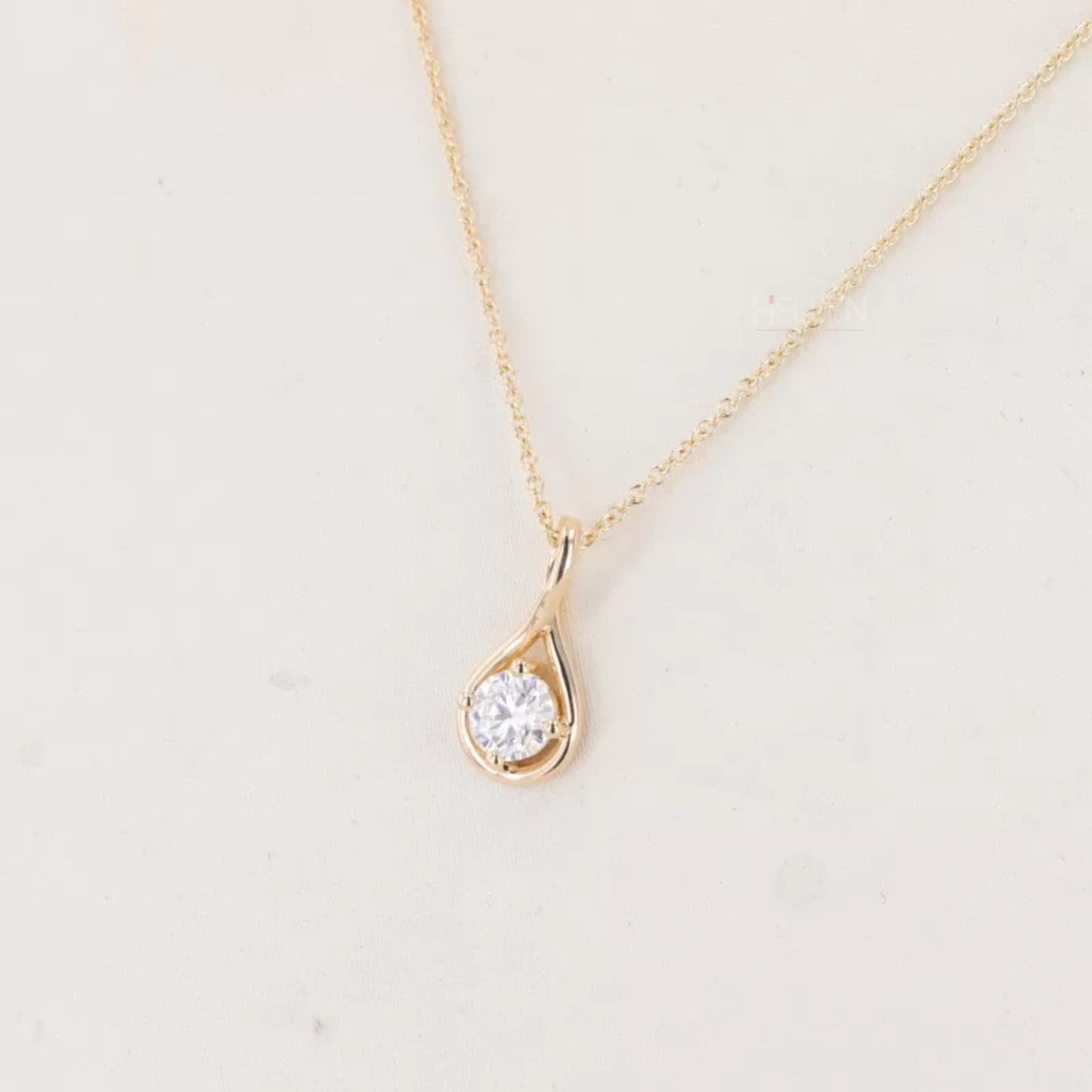 Signature Round Cut Solitaire Twisted Hoop Necklace