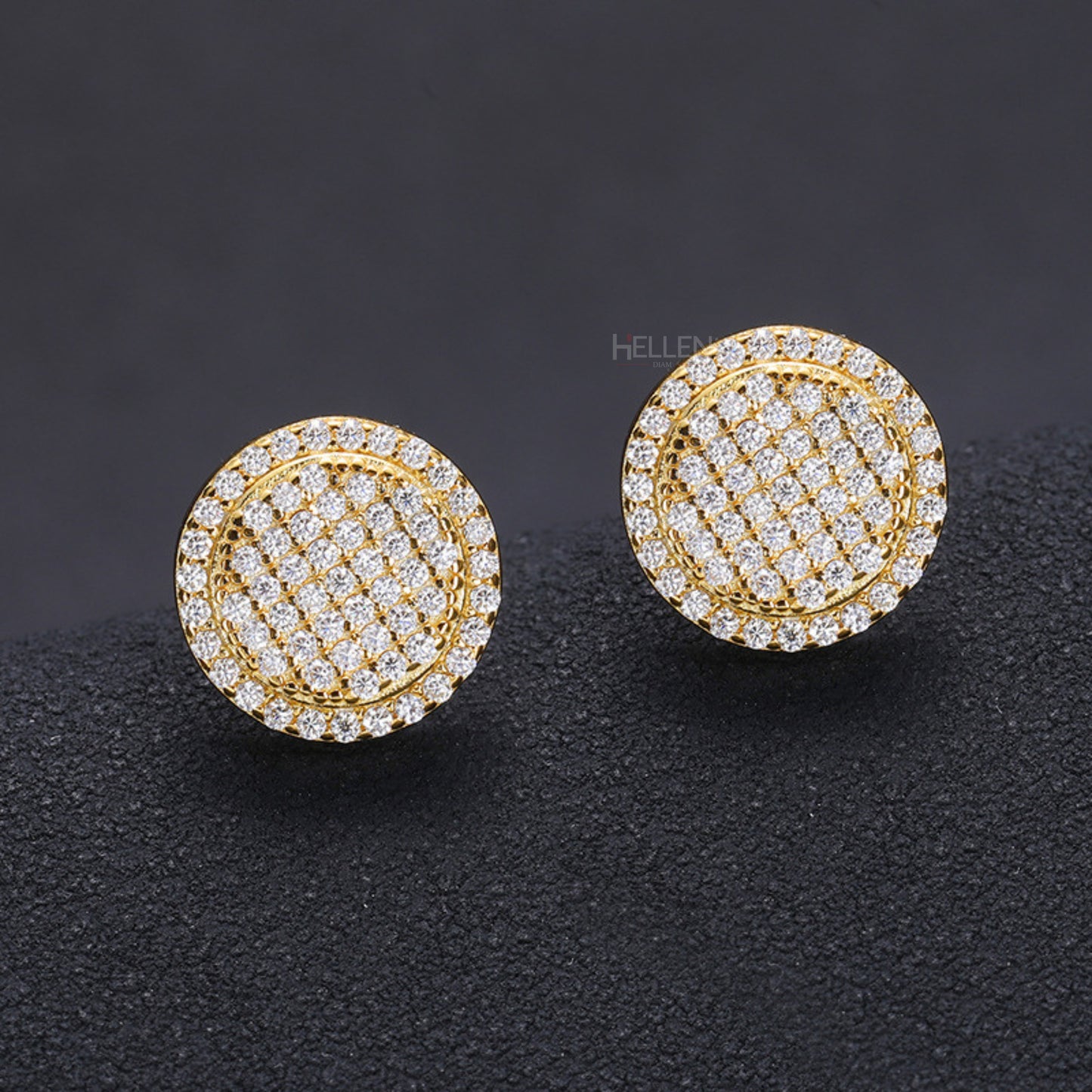 Iced Out Moissanite Studded Round Studs Earrings