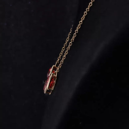 3 Stone Red Ruby Gemstone Linking Necklace