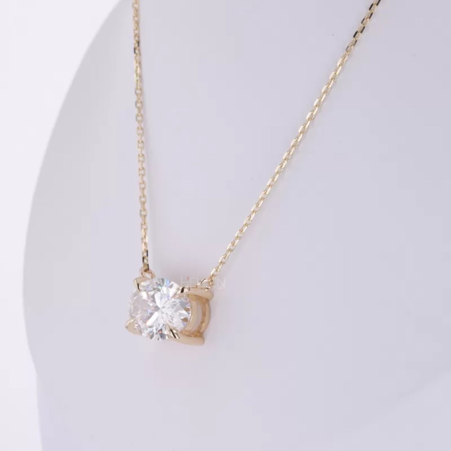East To West Oval Cut Moissanite Solitaire Necklace