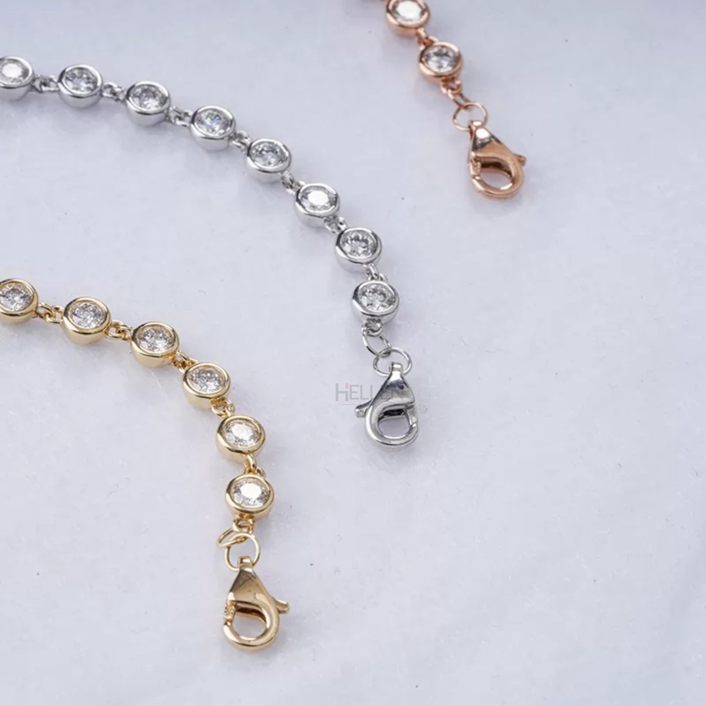 Round Cut Moissanite Bezel Setting Loose Linking Bracelet