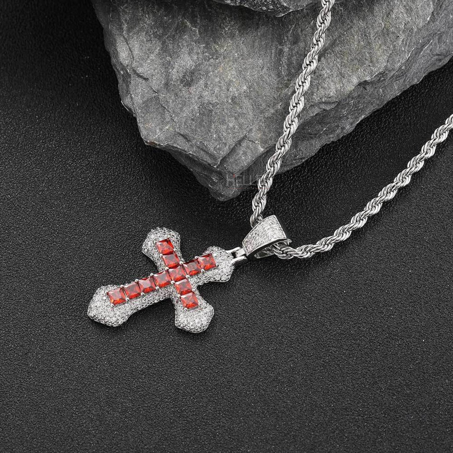 Hip Hop Crossed Pendent With Gemstone And Moissanites of You Choice