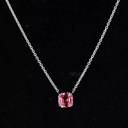 Asscher Cut 4 Prong Solitaire Gemstone Necklace of Your Choice