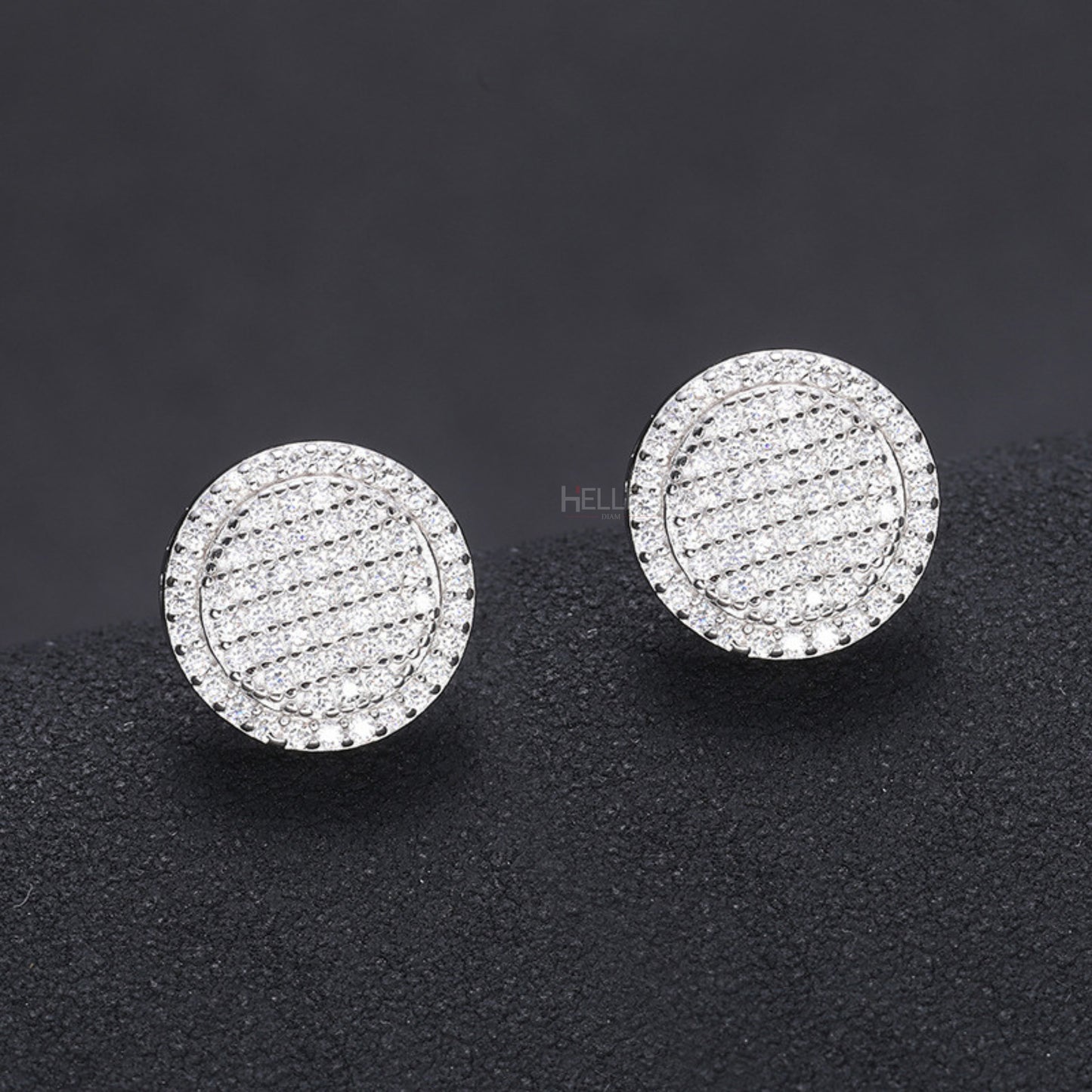 Iced Out Moissanite Studded Round Studs Earrings
