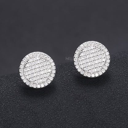 Iced Out Moissanite Studded Round Studs Earrings