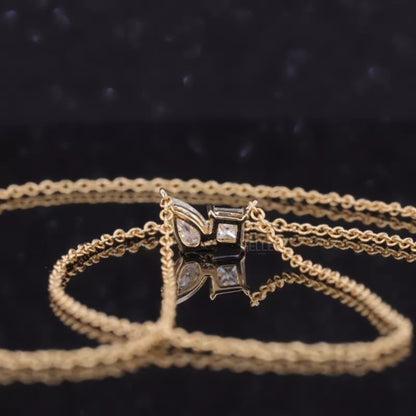 Toi Et Moi You & Me Princess & Pear Cut Moissanite Necklace