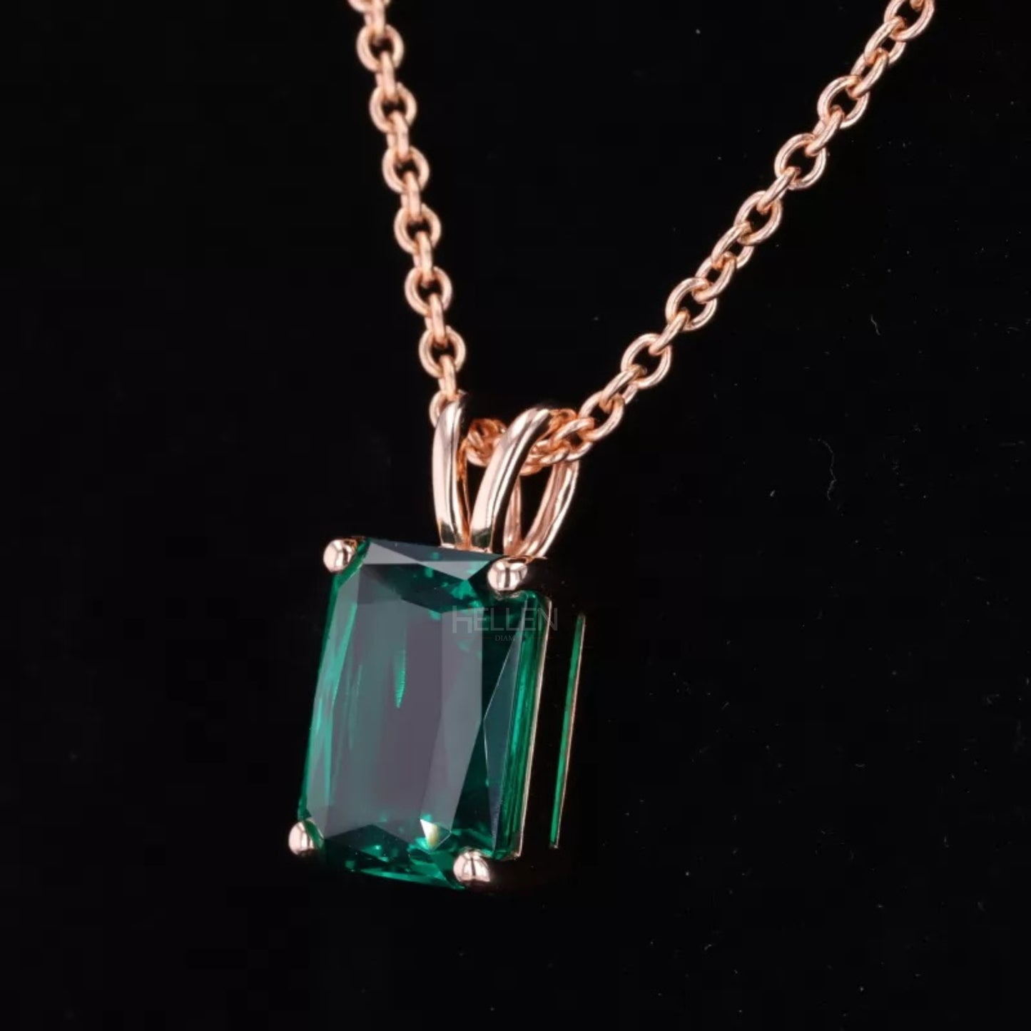 Emerald Gemstone Solitaire Necklace With Single Loop