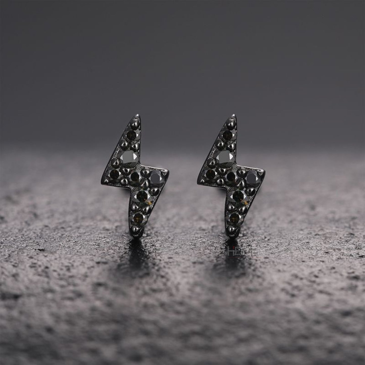Black lightning bolt studs with moissanite – electrifying statement piece with edgy sparkle

