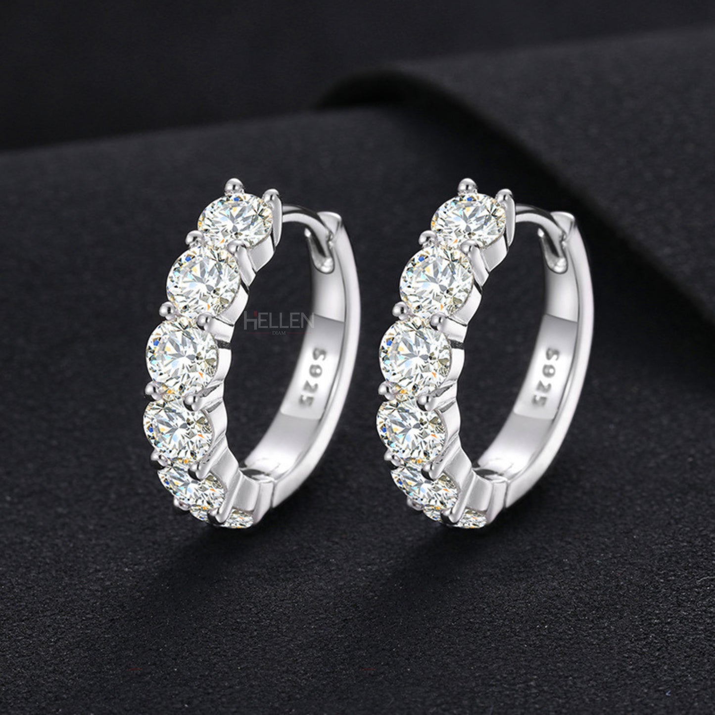 Huggies Hoops With Round Cut Moissanite Earring