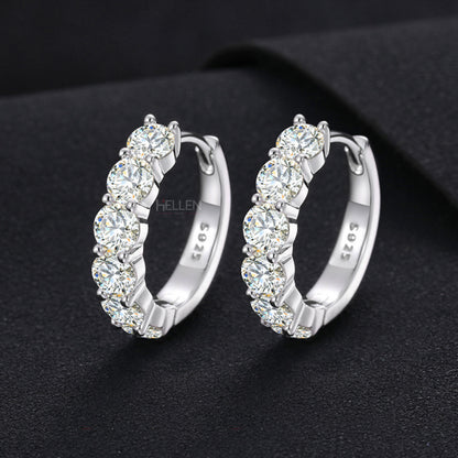 Huggies Hoops With Round Cut Moissanite Earring