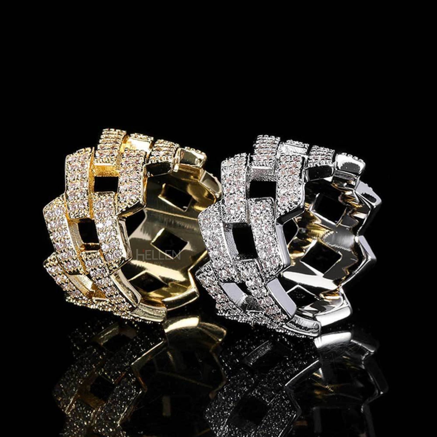 Diamond tester Passed Cuban Moissanite Iced Out Ring