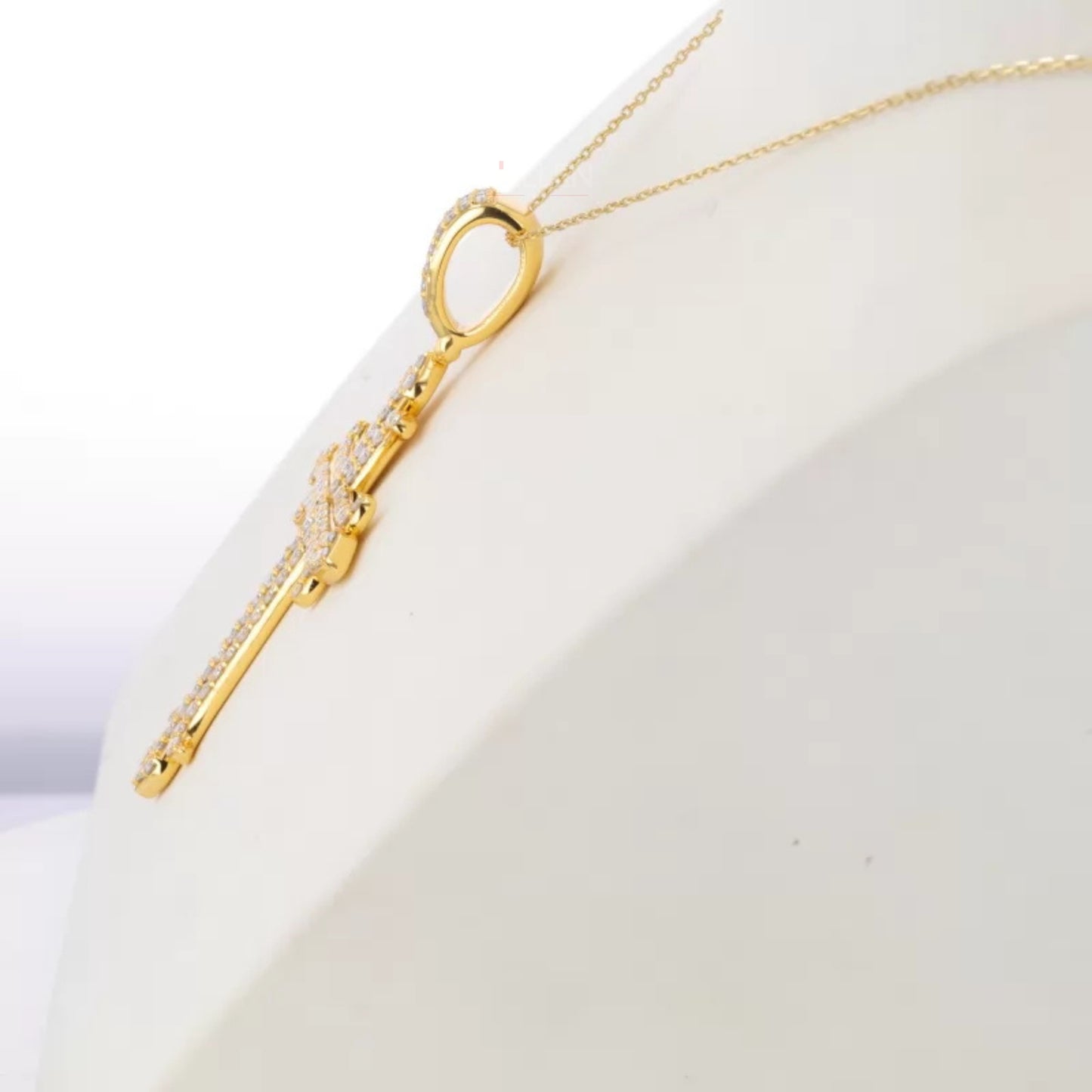 Round Cut Moissanite 3 Line Simple Elegant Cross Necklace