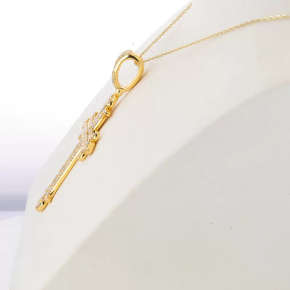 Round Cut Moissanite 3 Line Simple Elegant Cross Necklace