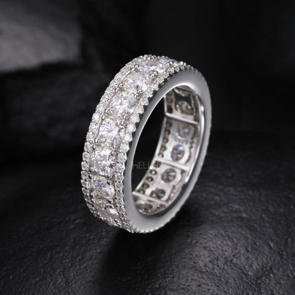 Iced Out Men's Round Cut VVS Moissanite Eternity Band