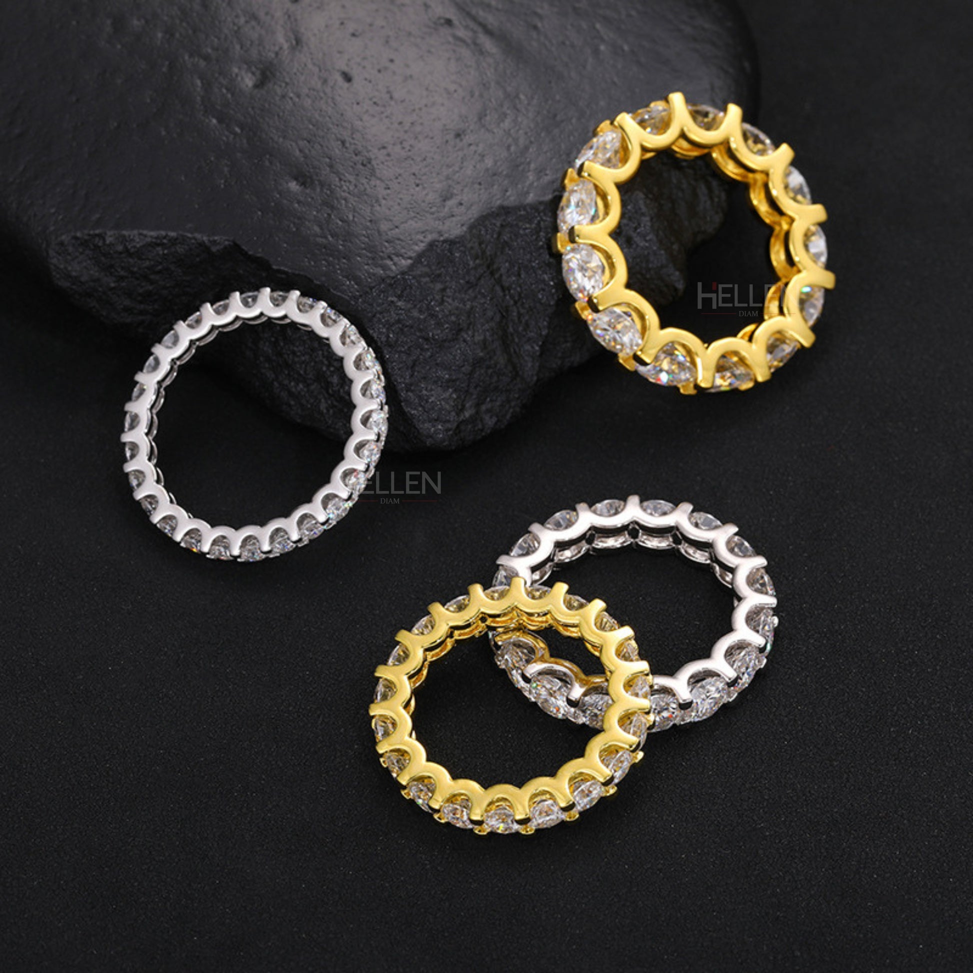Men’s eternity band with round cut moissanite – stylish and timeless gift for him

