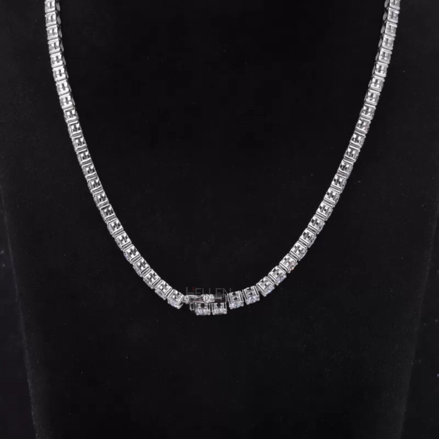Solitaire Pear & Round Cut Moissanite Bridal Necklace