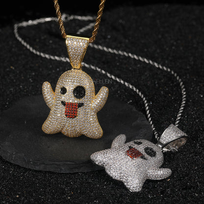 Bling Ghost Emoji Hip Hop Pendant With VVS Moissanite
