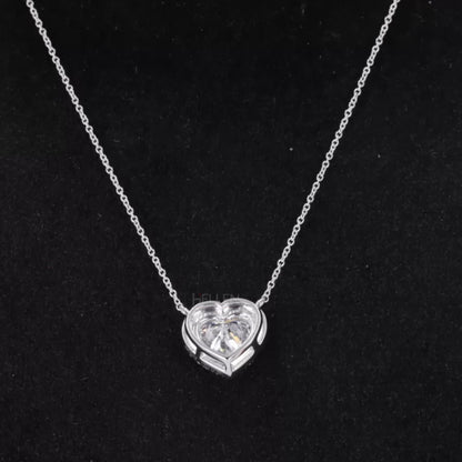 Heart Cut Solitaire Halo Moissanite Necklace For Bridesmaid