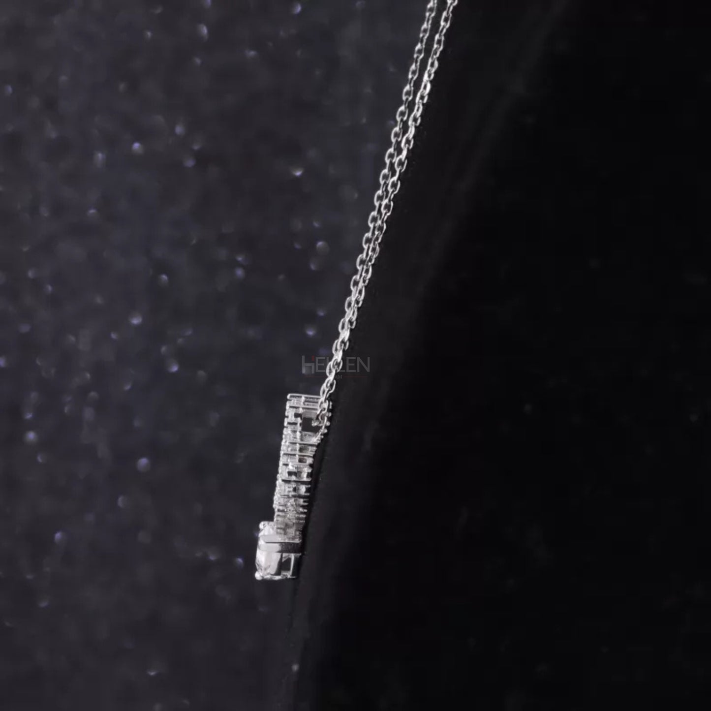 Unique Pendant Pear Cut Solitaire & Round Moissanite Necklace