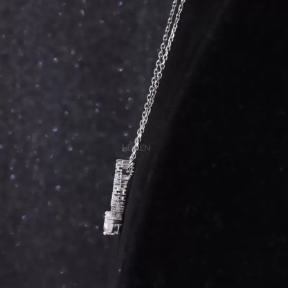 Unique Pendant Pear Cut Solitaire & Round Moissanite Necklace