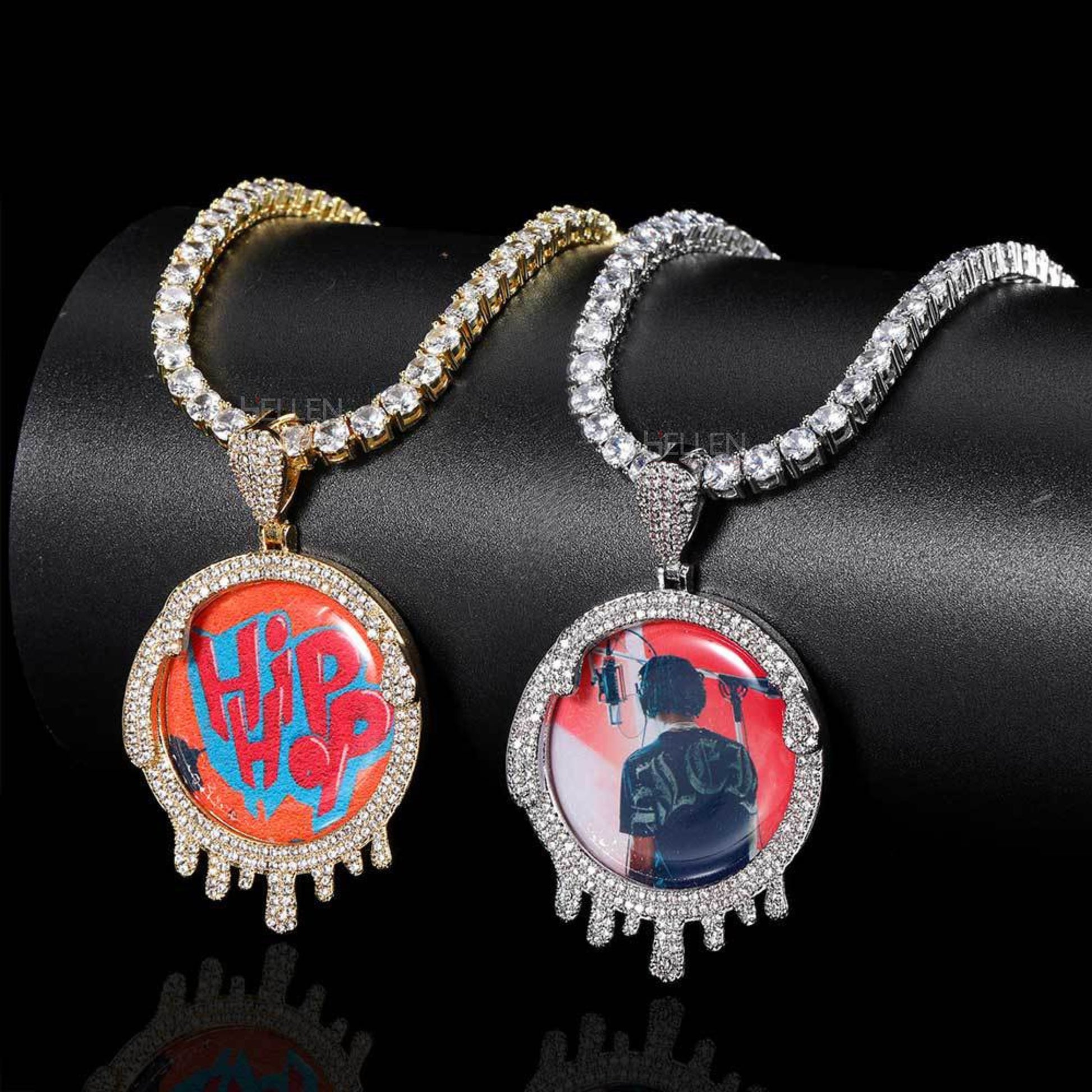 Melting-style memory pendant with moissanite – unique and emotional custom jewelry for streetwear lovers

