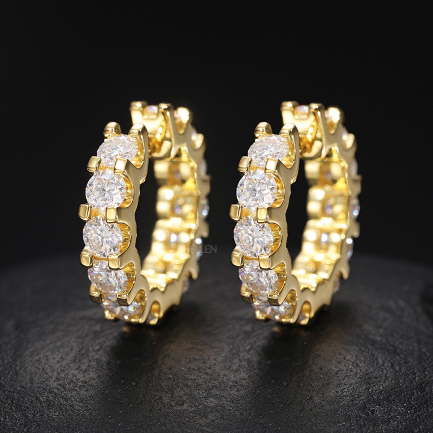 Eternity Hoops Earrings With Round Cut Moissanite for Men's