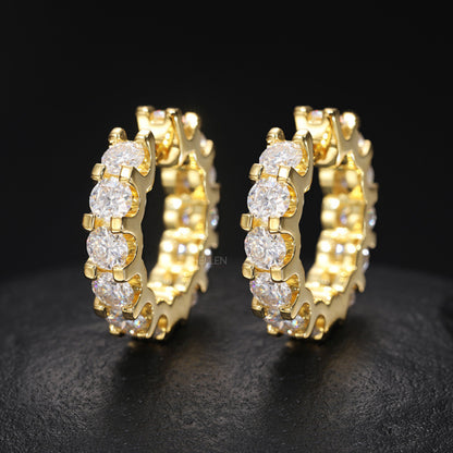 Eternity Hoops Earrings With Round Cut Moissanite for Men's