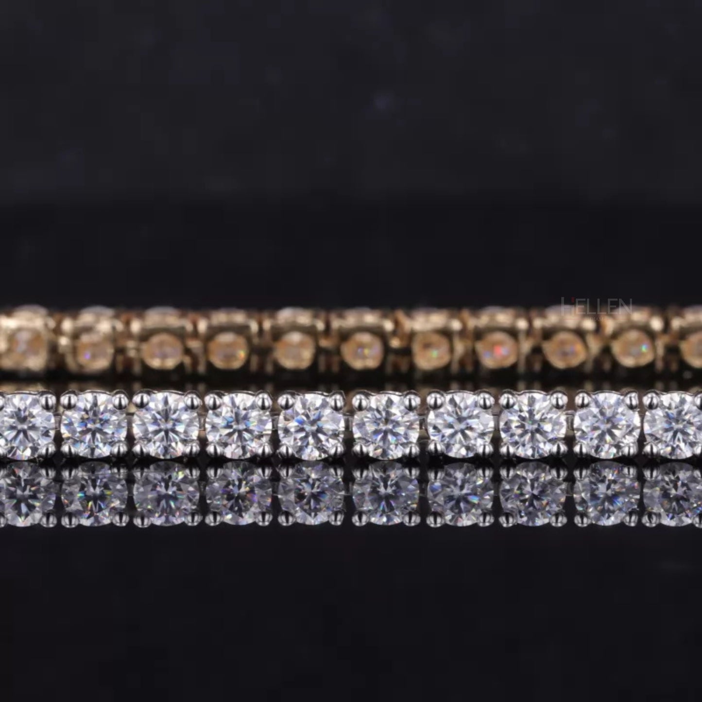 2-Tone Gold & White Round Moissanite Classic Tennis Bracelet