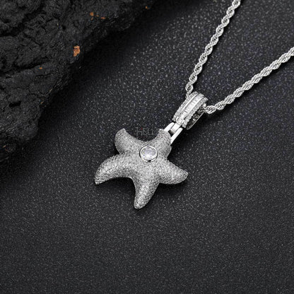 Star Fish Iced Streetwear Pendant With Moissanite