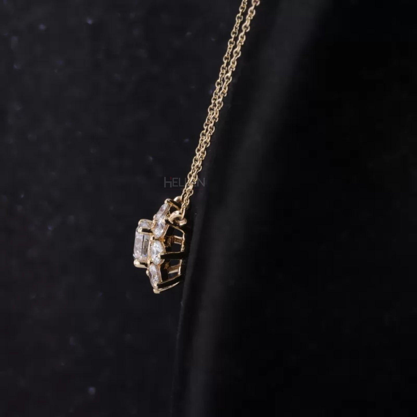 Floral Style Solitaire Round Cut Halo Moissanite Necklace