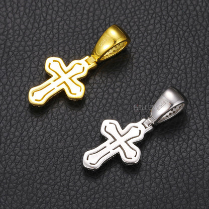 Round And Princess Moissanite Studded Cross Hip-Hop Pendant