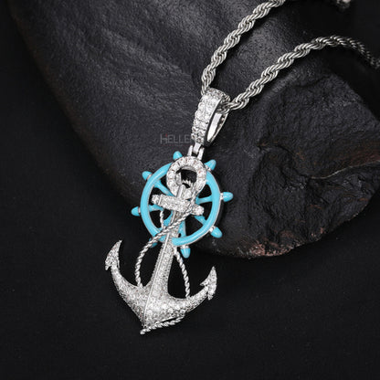 Glow In The Dark Ship Anchor And Wheel Pirates Pendant