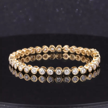 Round Cut Moissanite Bezel Setting Tennis Bracelet
