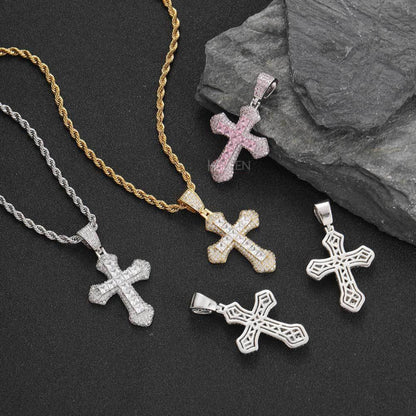 Hip Hop Crossed Pendent With Gemstone And Moissanites of You Choice