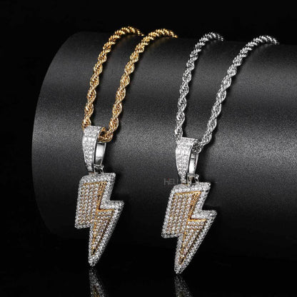 Lightening Flash Long Pendant With Moissanite And Yellow Sapphire Gemstone