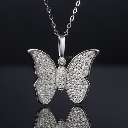 Butterfly Hip-Hop Pendant With Round Cut Moissanite