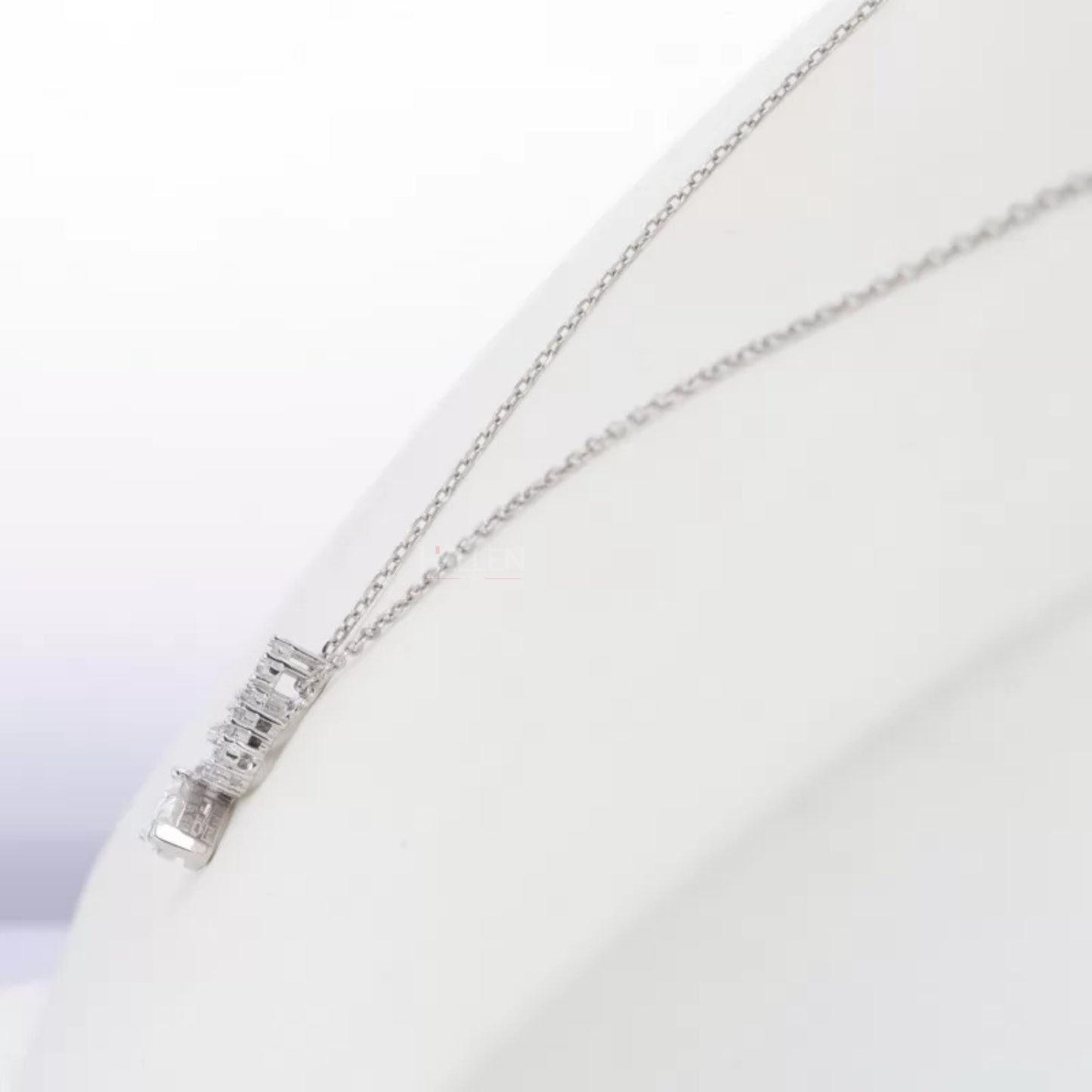 Unique Pendant Pear Cut Solitaire & Round Moissanite Necklace